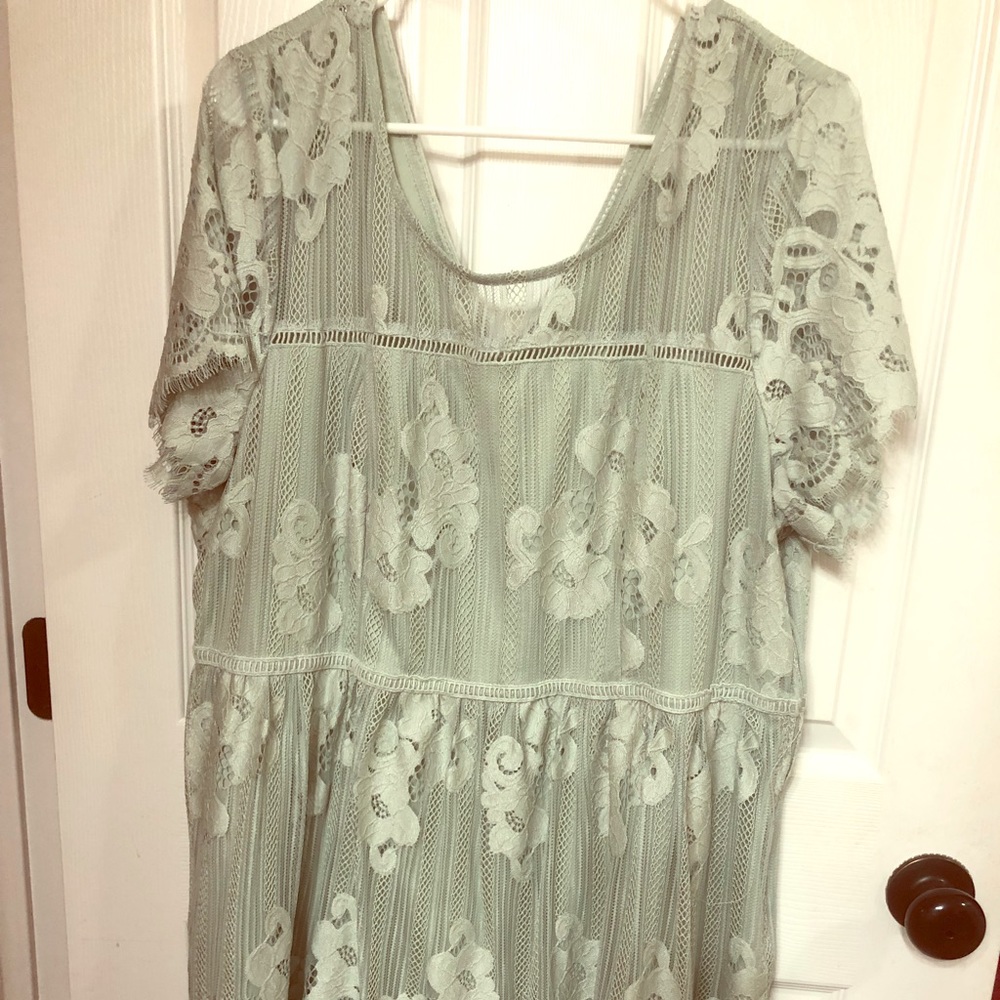 Plus Size Mint Green Lace Dress